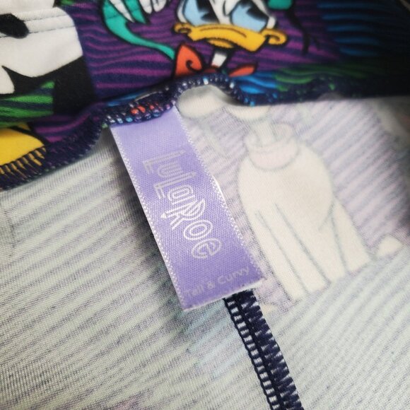 LuLaRoe Disney TC MICKEY DONALD GOOFY PLUTO Patchwork Leggings RARE Purple Green - Picture 7 of 12